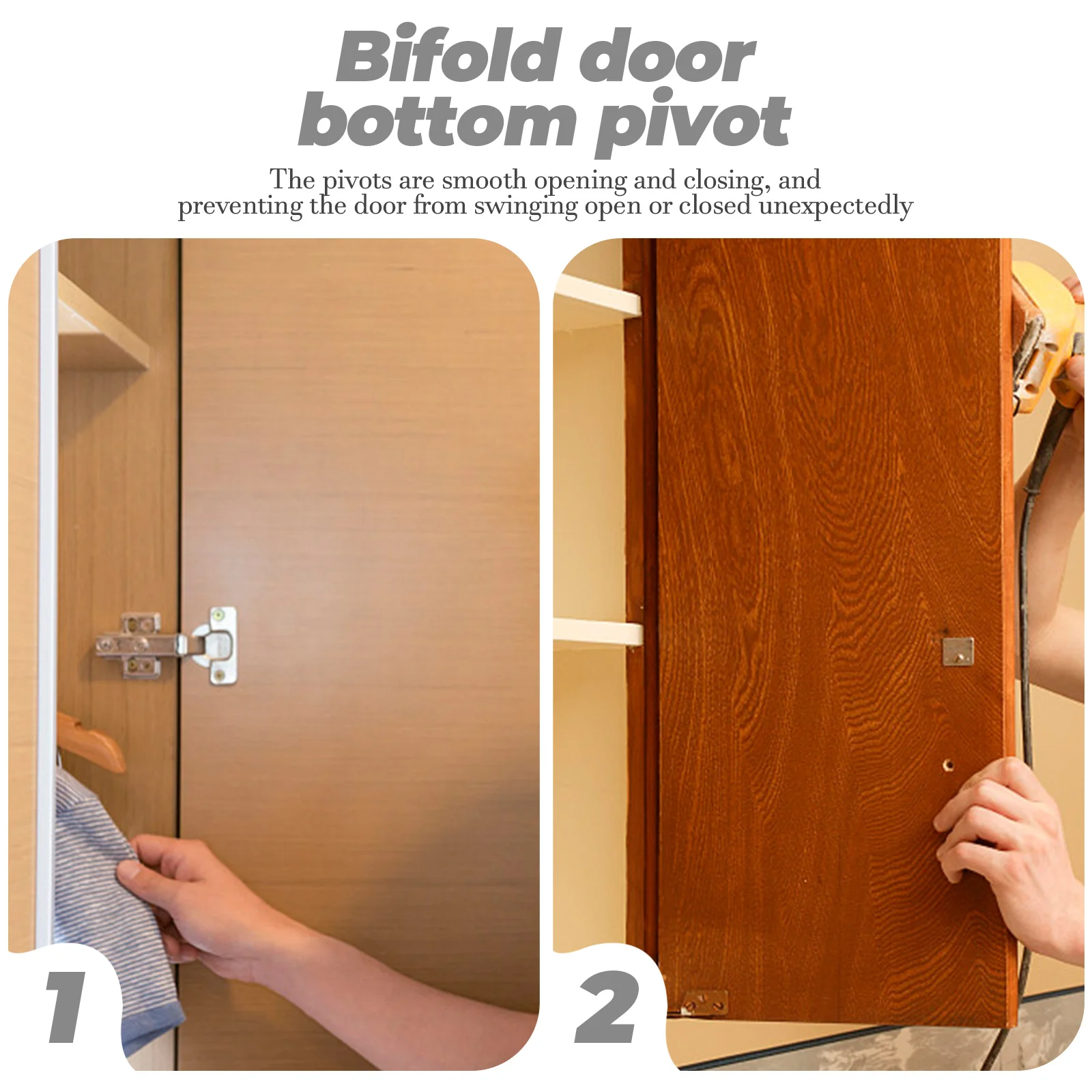 

4Pcs Bifold Door Hardware Stainless Steel and Plastic Smooth Stable Operation Closet Accessory Bifold Closet Door Hardware