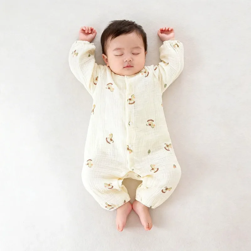 Baby Boys Girls Clothes Newborn Jumpsuit Muslin Cotton Long Sleeve Romper Infant Autumn Spring Clothes 0-2T