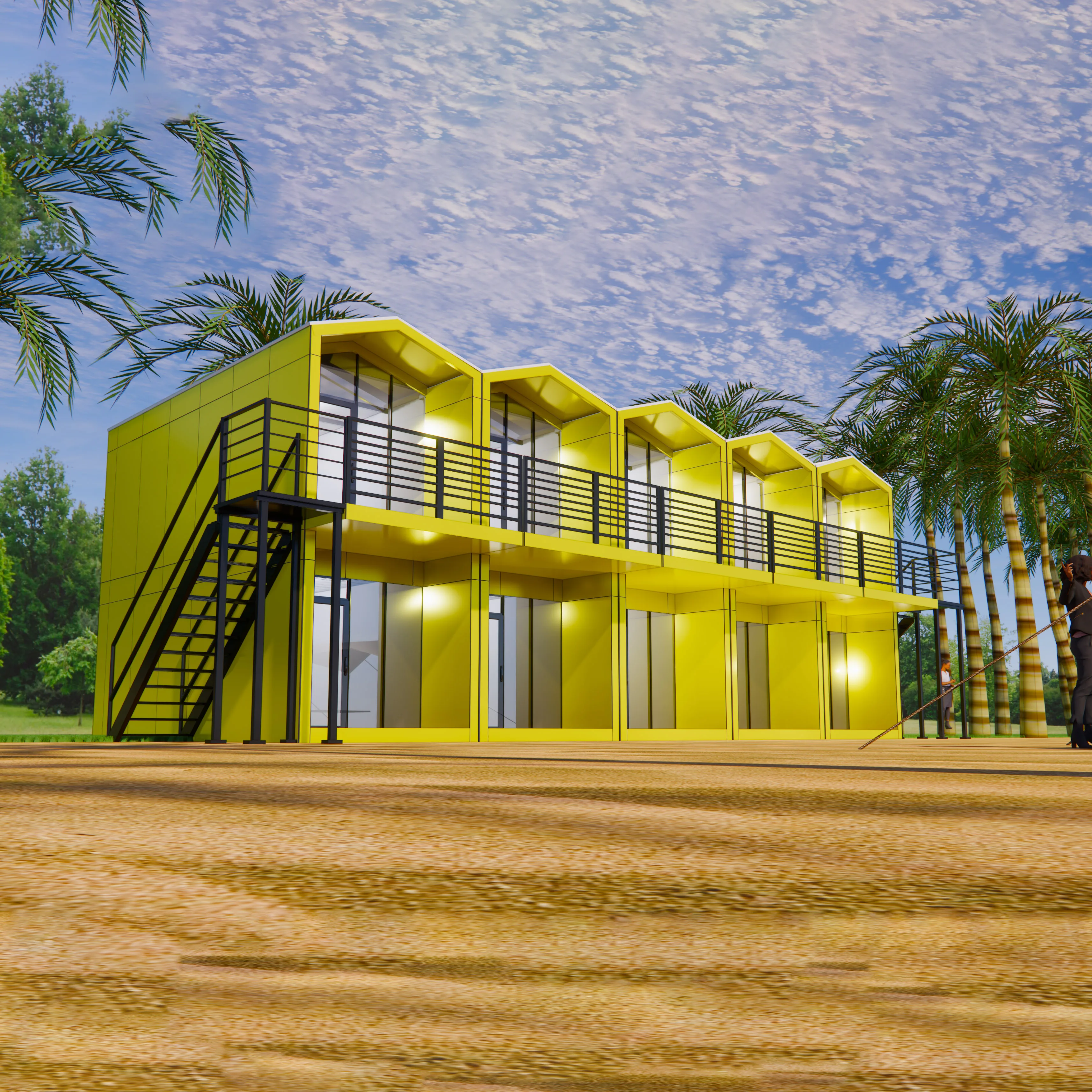 Prefabricated large 2-story apartment residential luxury prefabricated villa building modular container hotel