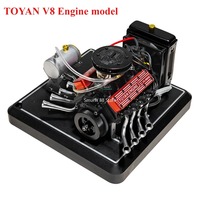 TOYAN V8 Engine Model Kit with Base Starter Accessories Metal 28cc 4 Stroke Water Cooled Engine Model Finished Product Toys Gift