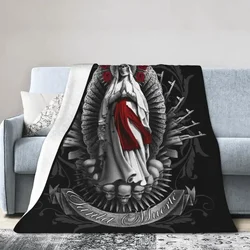 Santa Muerte Blankets Warm Flannel Lady of Holy Death Mexican Skull Throw Blanket for Bedroom Office Bedspreads