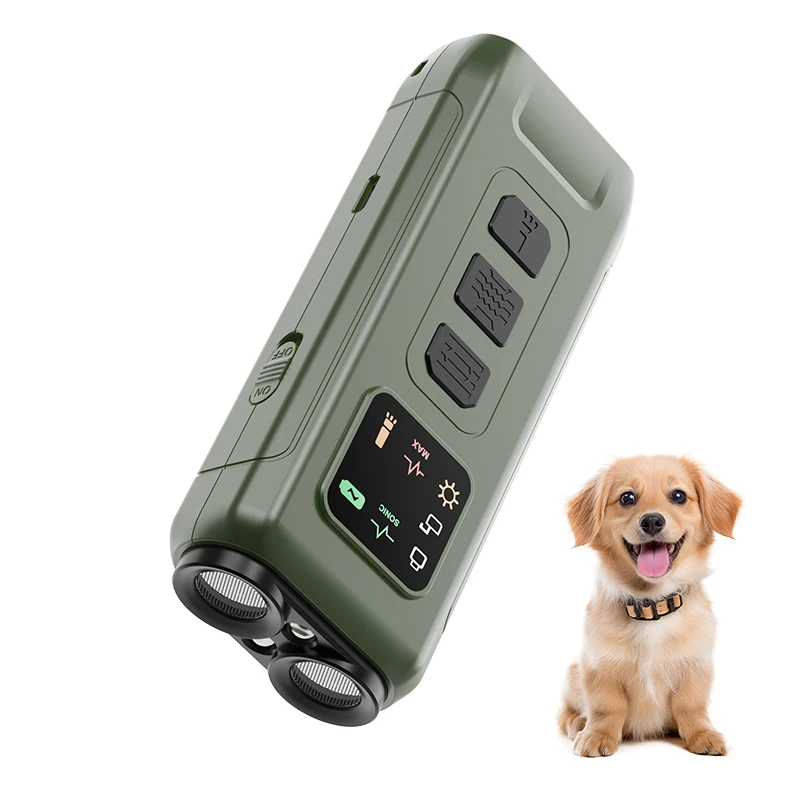 Dual-Head Dog Repellent Device with LED Flash Outdoor Barking Control Devicer Rechargeable Dog Bark Deterrent Devices