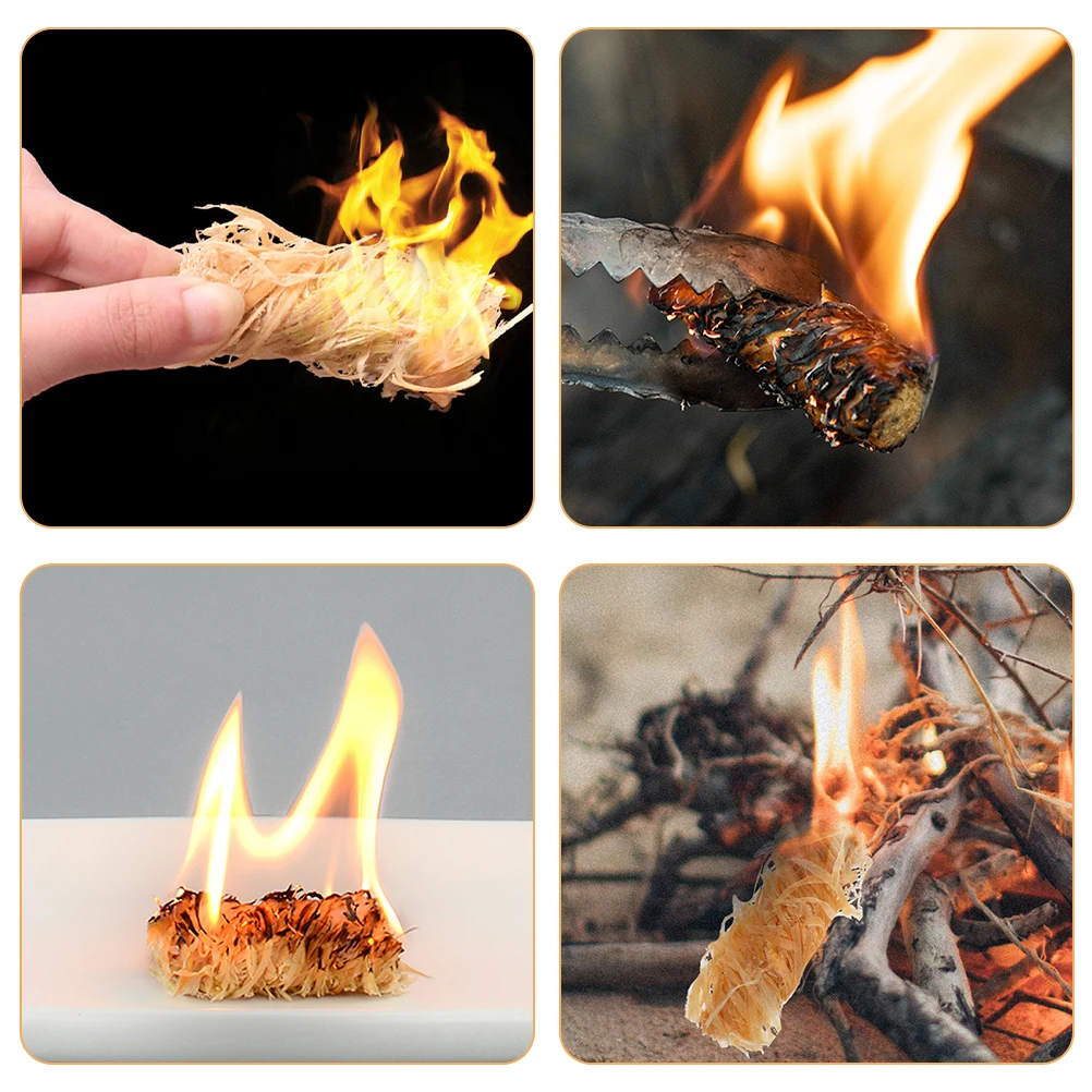 

50pcs Natural Wood Firelighters Quick Charcoal Fire Starters For Outdoor Camping Survival Biodegradable Safe Rain Snow