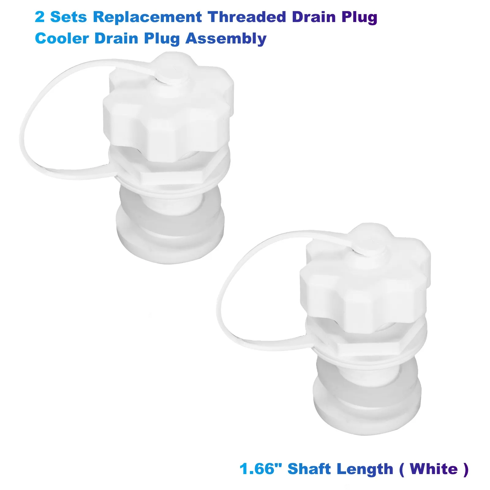 

2 Sets Replacement Threaded Drain Plug Cooler Drain Plug Assembly - 1.66" Shaft Length ( White )