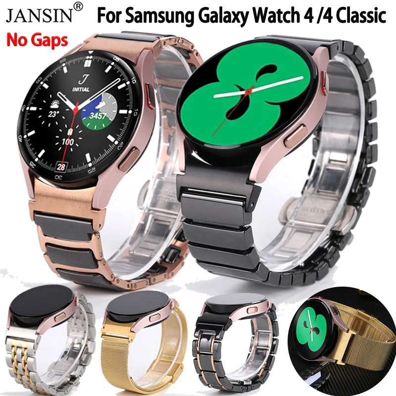 No Gaps Metal Band For Samsung Galaxy Watch 4 44mm 40mm Ceramics Stainless Steel bracelet For Galaxy Watch 4 classic 46mm 42mm