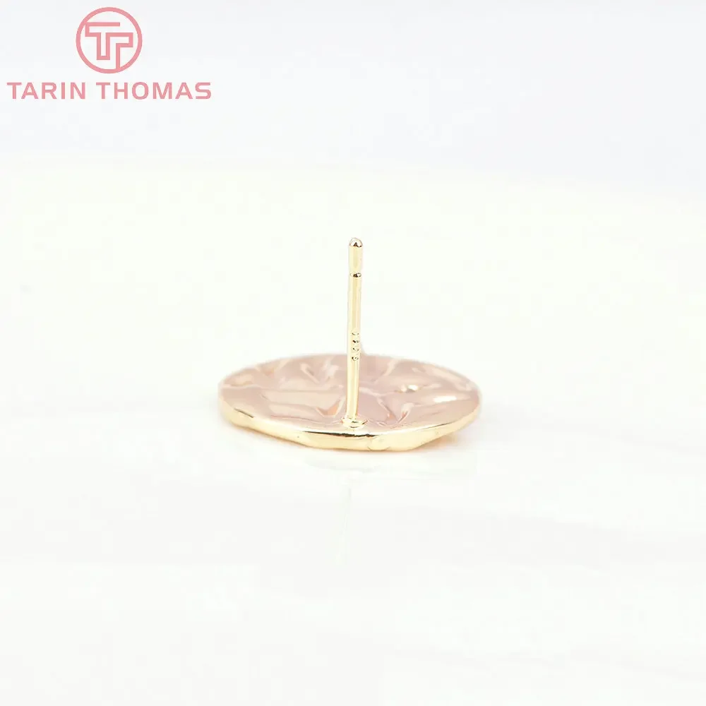 (7383) 4PCS 17MM 24K Gold Color Brass Round Concave Convex Stud Earrings High Quality Diy Jewelry Findings Accessories Wholesale