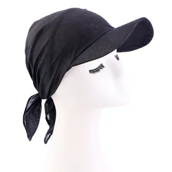 Unisex Women Bandana Turban Headscarf Summer Adjustable Cotton Baseball Cap Beach Uv Protection Sun hats Square Visor Scarf Hat