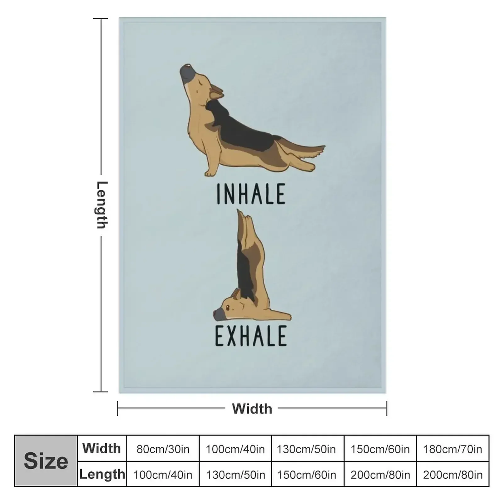 Inhale Exhale German Shepherd Yoga Throw Blanket couch cozy soft plush fuzzy picnic outdoor blanket
