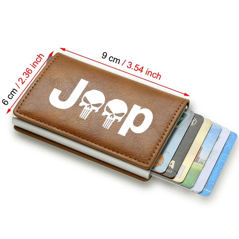 Rfid Credit Card Holder Men Wallets Bank Cardholder Leather Wallets For Jeep CHEROKEE LIBERTY COMPASS PATRIOT car accessories