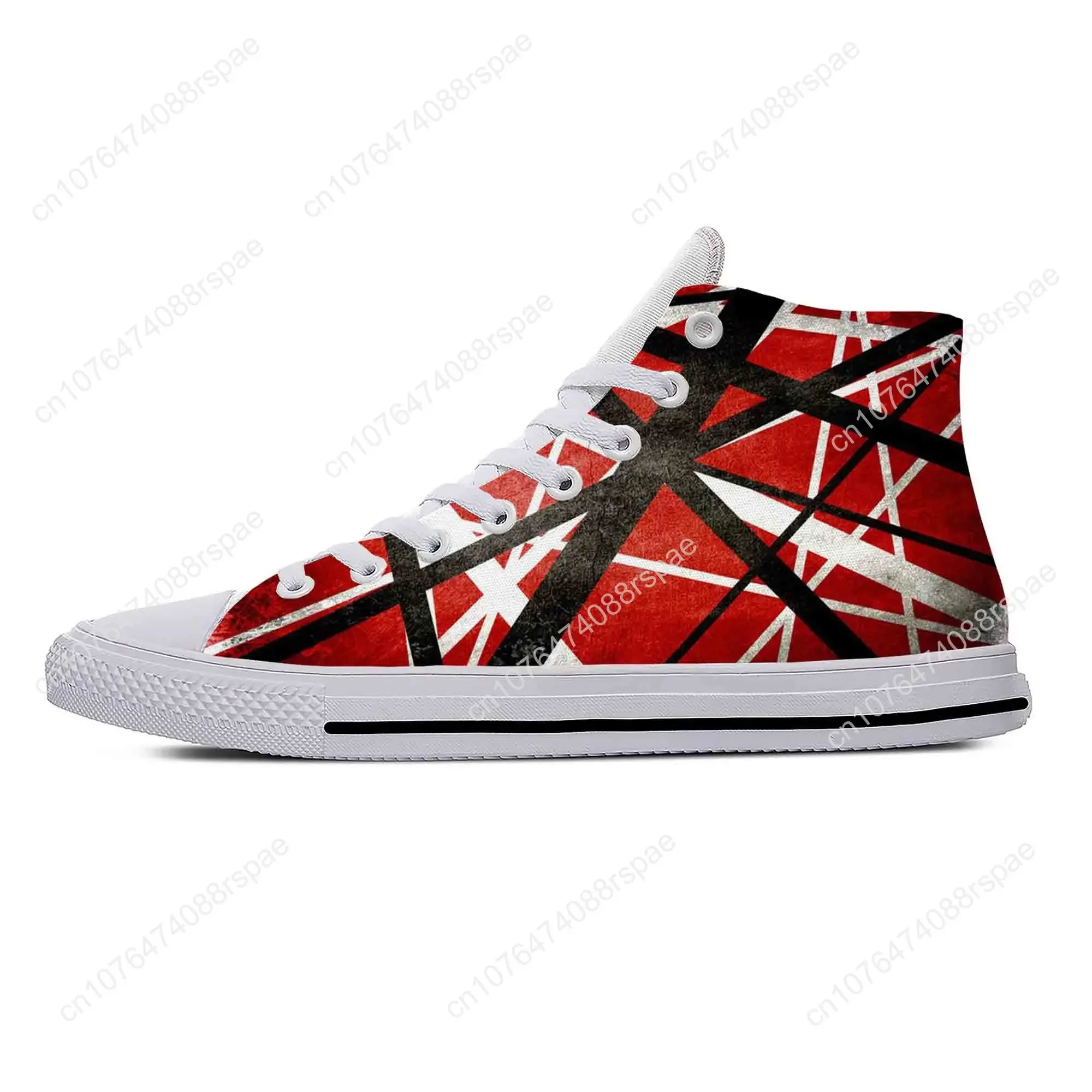 Hot EVH 5150 sepatu kain model bergaris, sepatu sneaker pria wanita kasual atasan tinggi ringan bersirkulasi, pita musik Rock gitar motif 3D