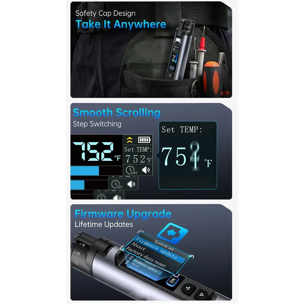 

Wireless Soldering Iron Battery Powered As Shown Cordless Solder Iron Constant Temperature Output 100-450 Temperature Range