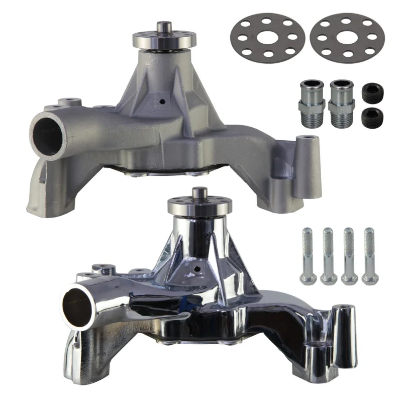 Satin/Chrome High Flow Volume Aluminum Long Water Pump For Chevy BBC LWP 396 402 427 454 V8  Engines 1969-1987