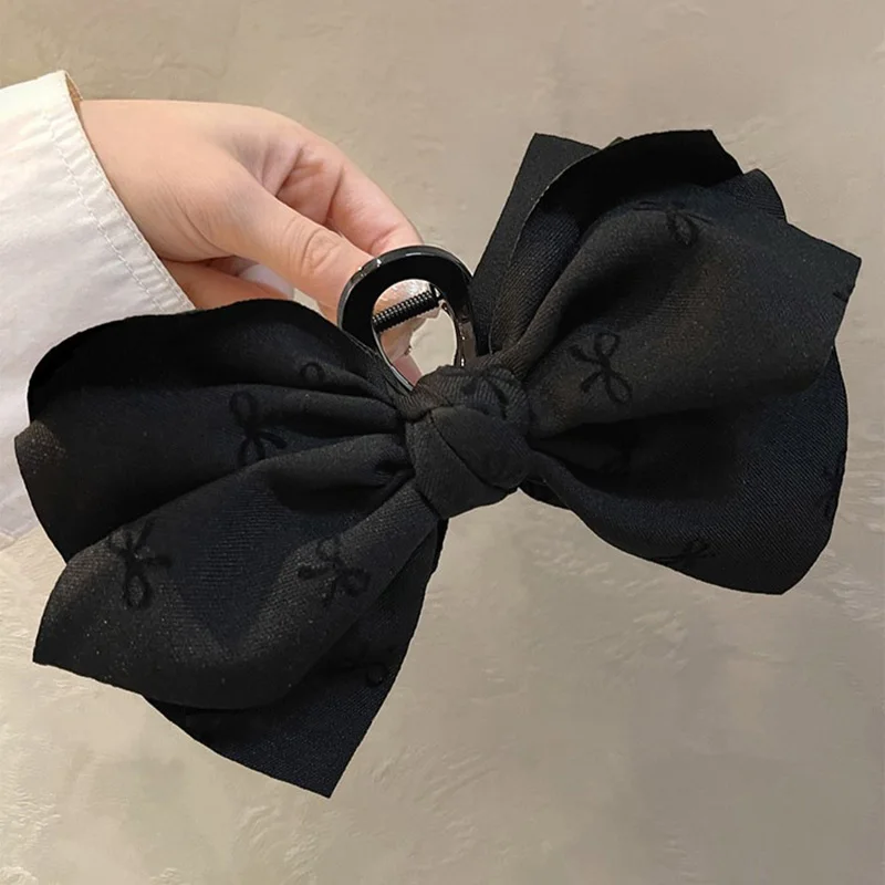 Korean Fashion Bow Hair Clips for Women Acrylic Cloth Hairpin Claw Large Shark Clip Elegant Temperament Hair Accessories New