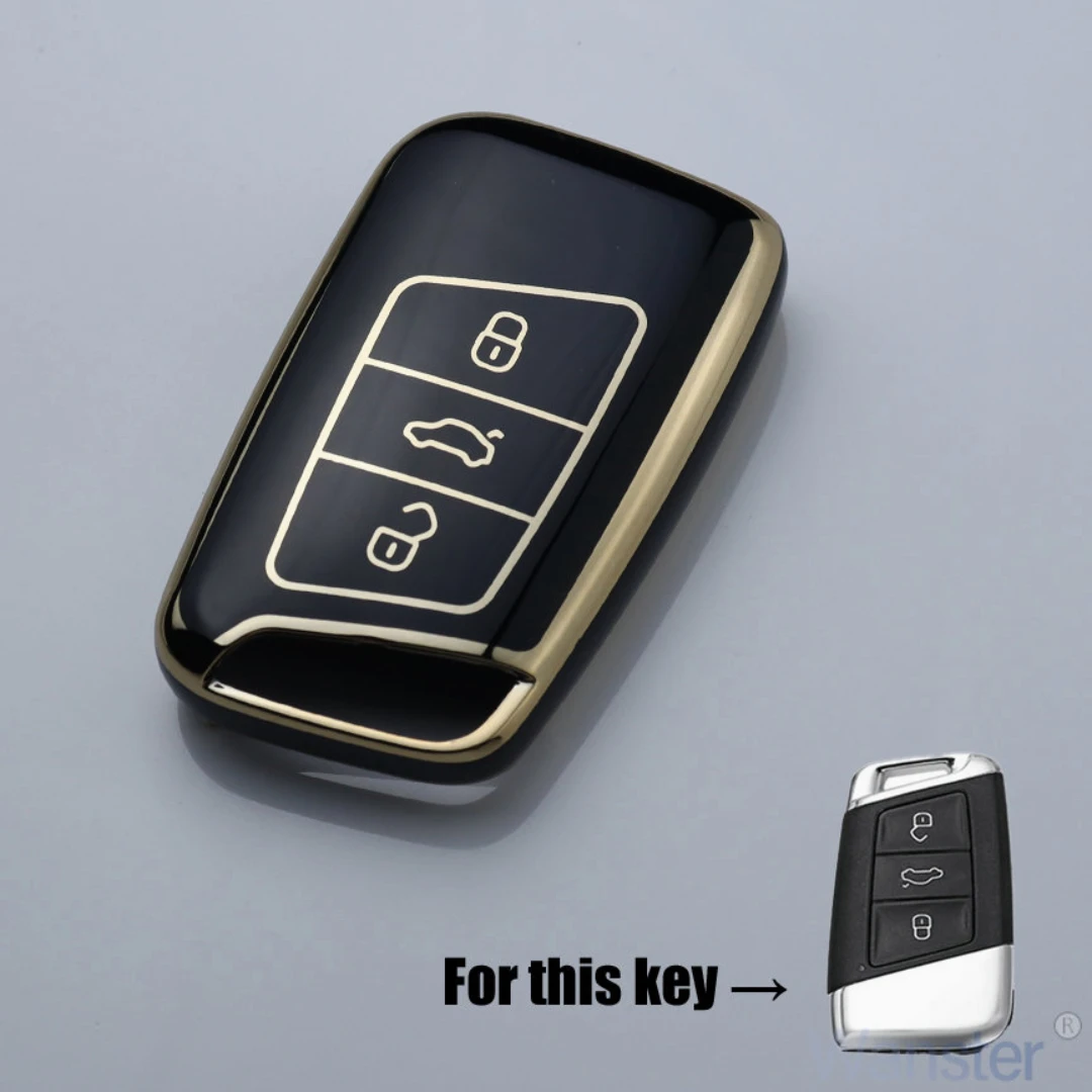 3 Bottons TPU Plastic Car Key Case Cover Shell for VW Volkswagen Passat B8 Magotan Gte for Skoda Kodiaq Superb A7 Smart Keyless