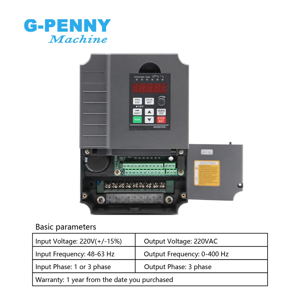 Imagem -03 - Vfd Inversor Variável do Vetor da Movimentação de Frequência 380v Vfd 1p 3p Entrada 3p Controle de Velocidade do Motor do Motorista do Eixo da Saída hy gt 220v 5.5kw