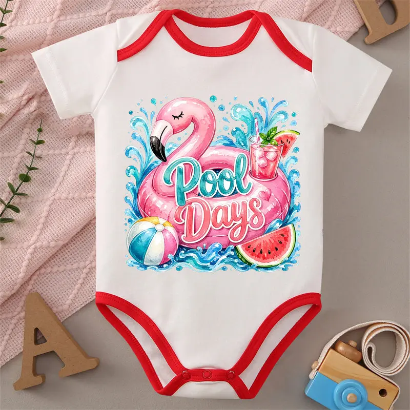 100% Cotton Onesie I Like Pool Day Print Bodysuit Comfortable Cloth for Baby Jumpsuit for 0 To 12 Months Newborn