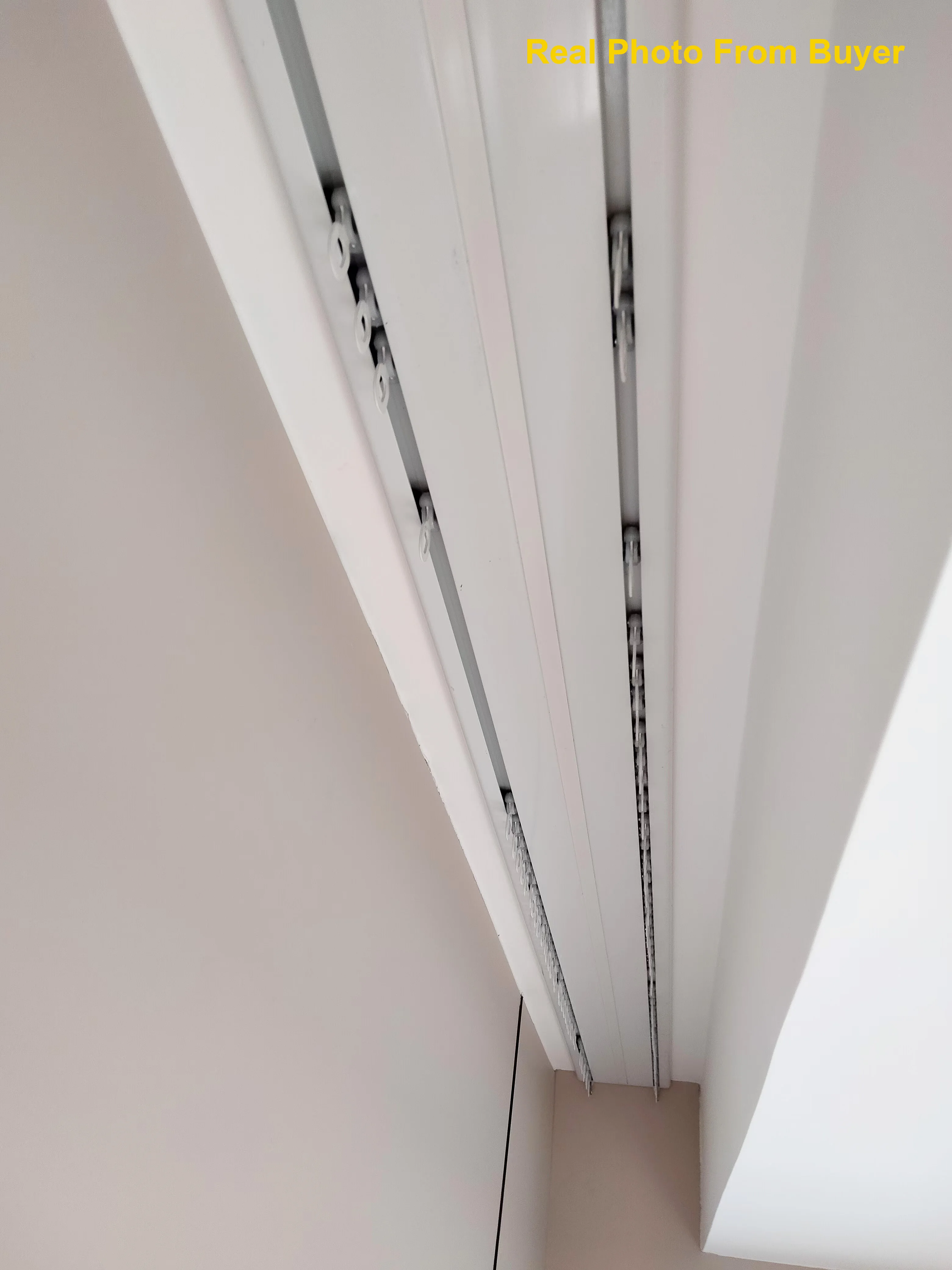 Ultra Thin Curtain Rail Ceiling Mounted ,Aluminum Alloy Double Track With Metal Pulleys,For Narrow Inner Window White/Champagne
