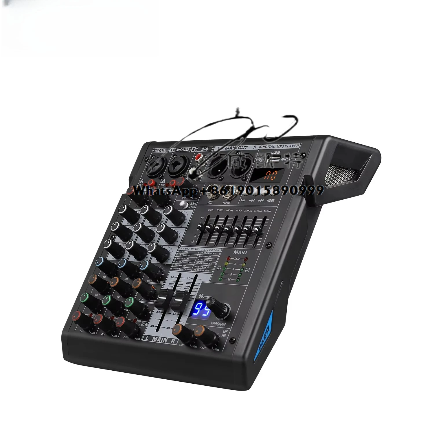 

GAX-TDS4 аудиомикшер DJ звуковой контроллер 7-полосный графический эквалайзер 99DSP эффект для записи ПК XLR разъем для микрофона