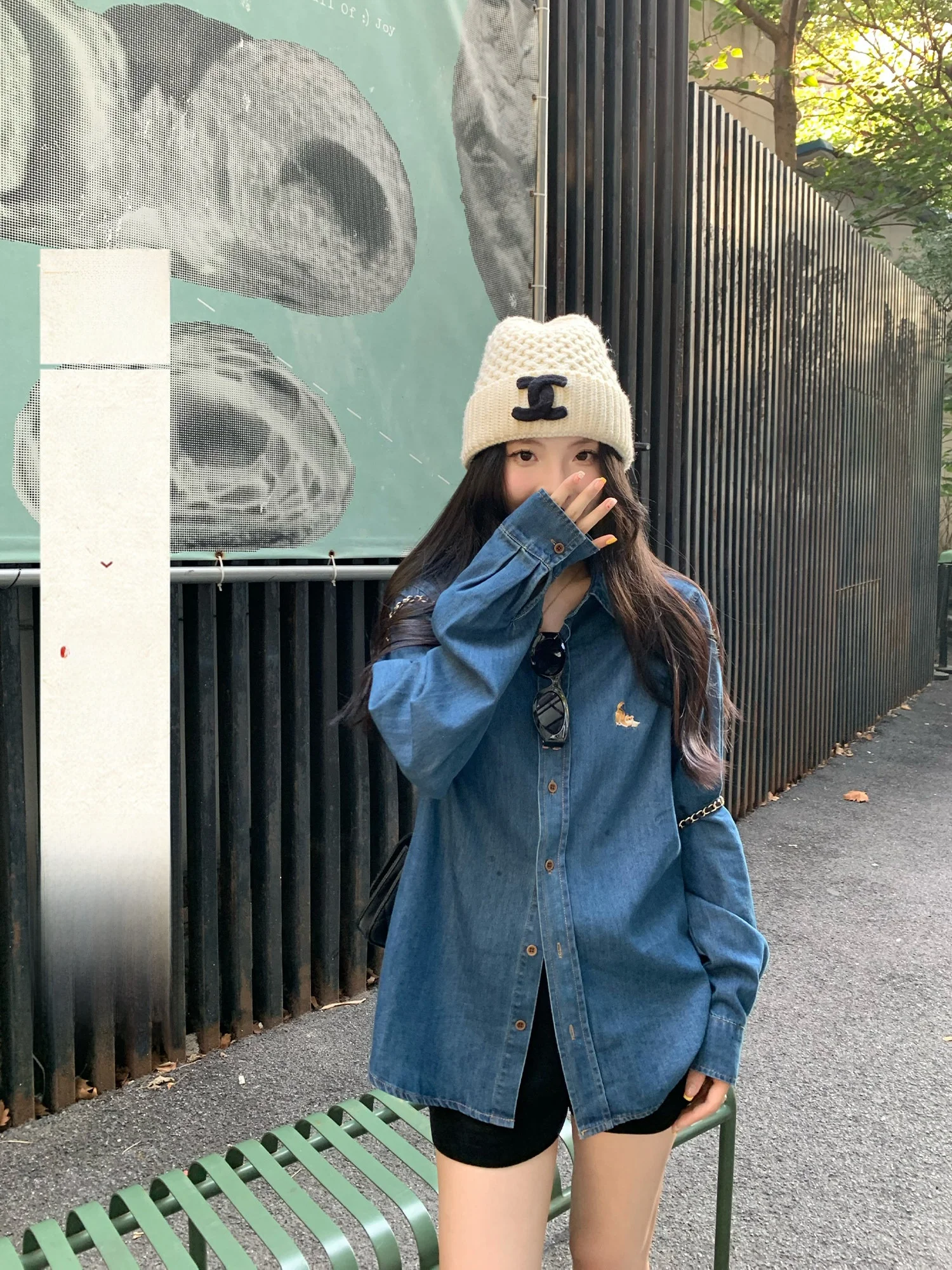 

Женская свободная рубашка Yuzuqi Saint Tropez из синего денима с вышивкой, с длинными рукавами, весна-осень, повседневная, дышащая, верхняя одежда