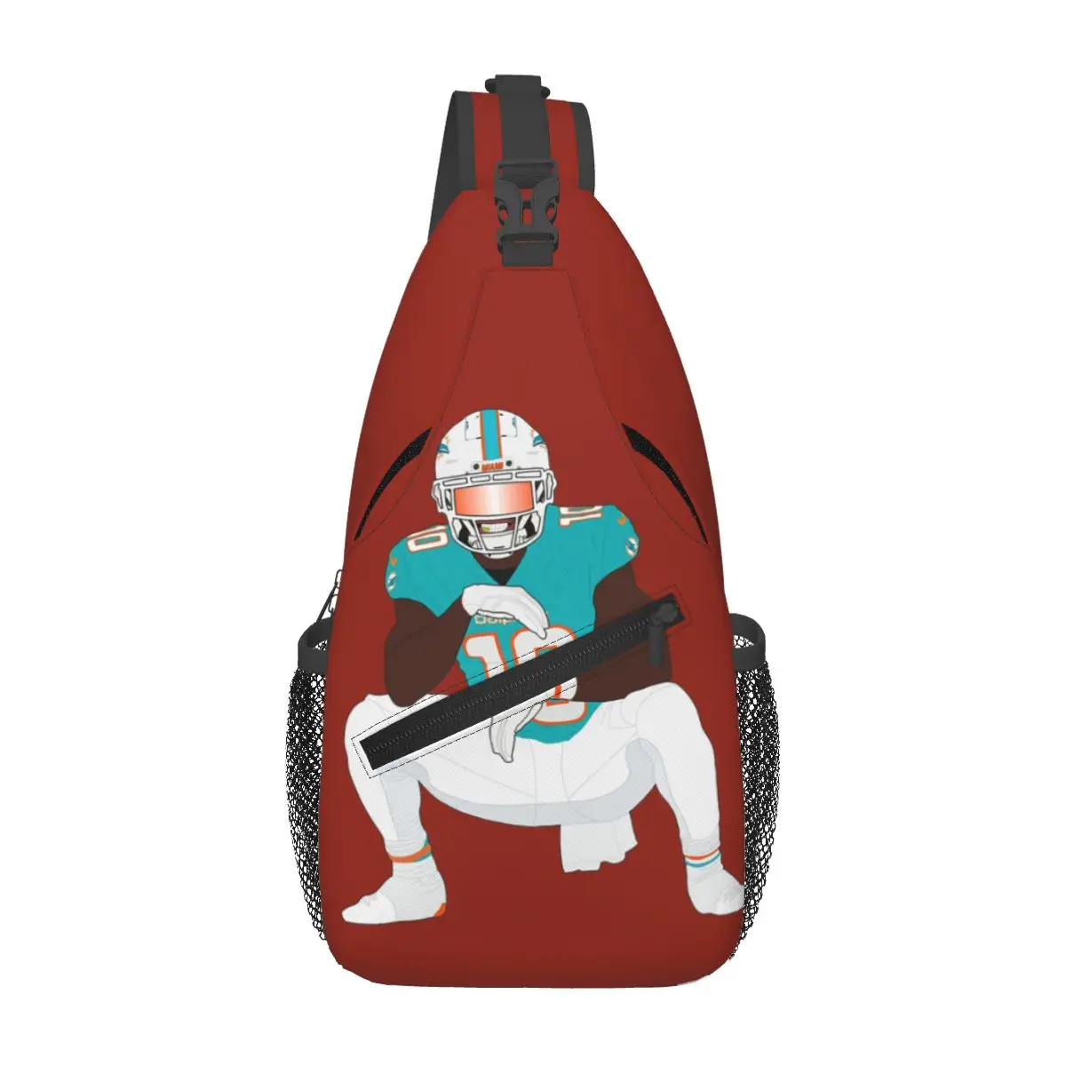 Tyreek Hill Dolphins Chest Bag Men Sling Crossbody Backpack Chest Bag Traveling Hiking Daypack Shoulder Bag