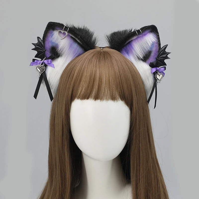 고양이 귀 로리타 고딕 헤어 밴드 할로윈 로리타 모자를 쓰고 있죠 일본 소녀 헤어 밴드 다크 블랙 머리띠 코스프레 액세서리