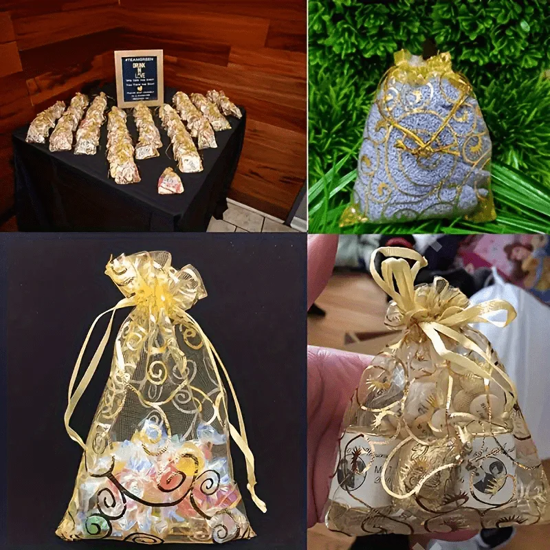 10Pcs Organza Mesh Bags For Weddings And Parties Suitable For Rings And Jewelry Makeup And Eyelashes As Well As