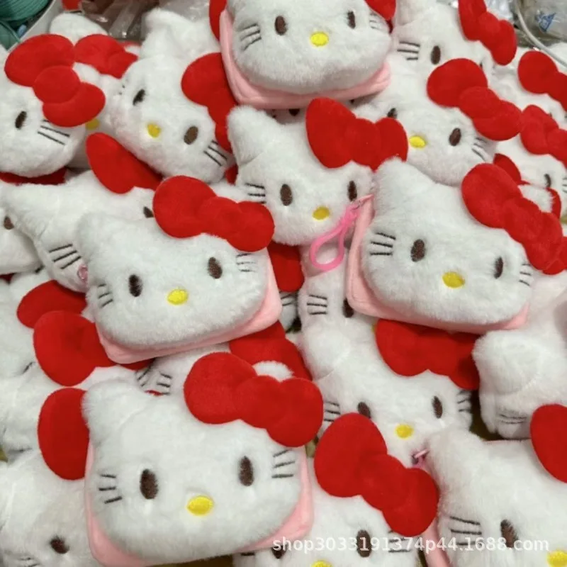 

Kawaii Hello Kitty Card Bag Cute Girl Accessories Versatile Anime Cartoon Change ID Earphone Bag Desktop Ornament Gift Wholesale