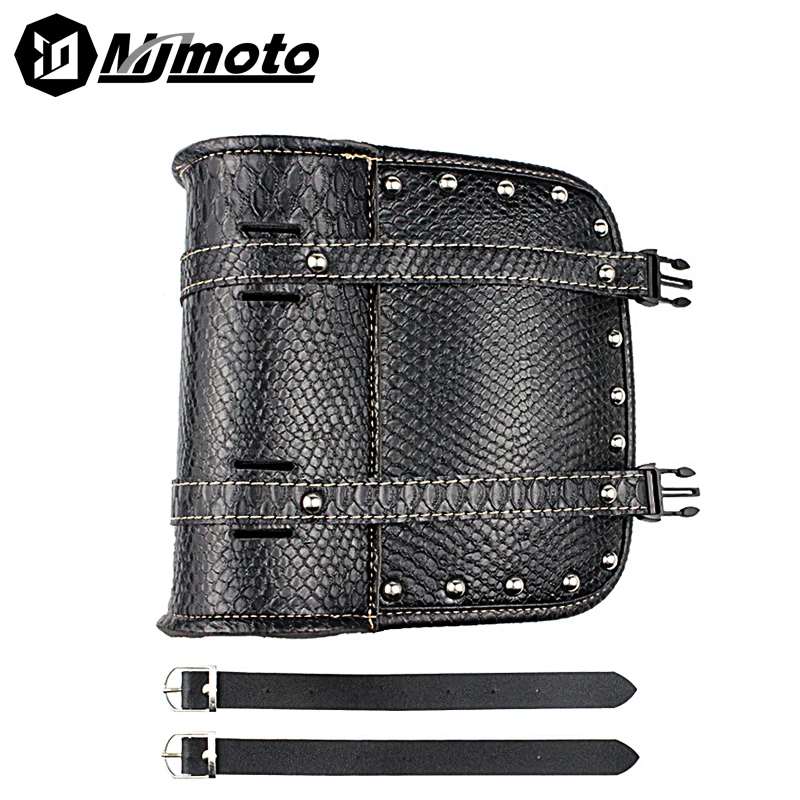 Crocodile Pattern Retro Motorcycle Cruiser Tool Bag Fork Barrel Shape Handlebar Front Fork Bag Motocross Mini Hanging Bag Newest