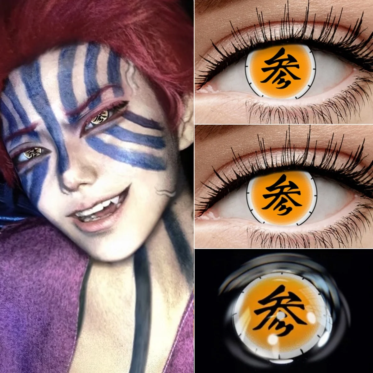 VISUASHOW Akaza Cosplay Farbige Kontaktlinsen 1 Paar für jährliche Nutzung, kleine Pupille, Anime-Kosmetik, Augenfarbenkontaktlinsen für Beauty-Make-up – Detail 3