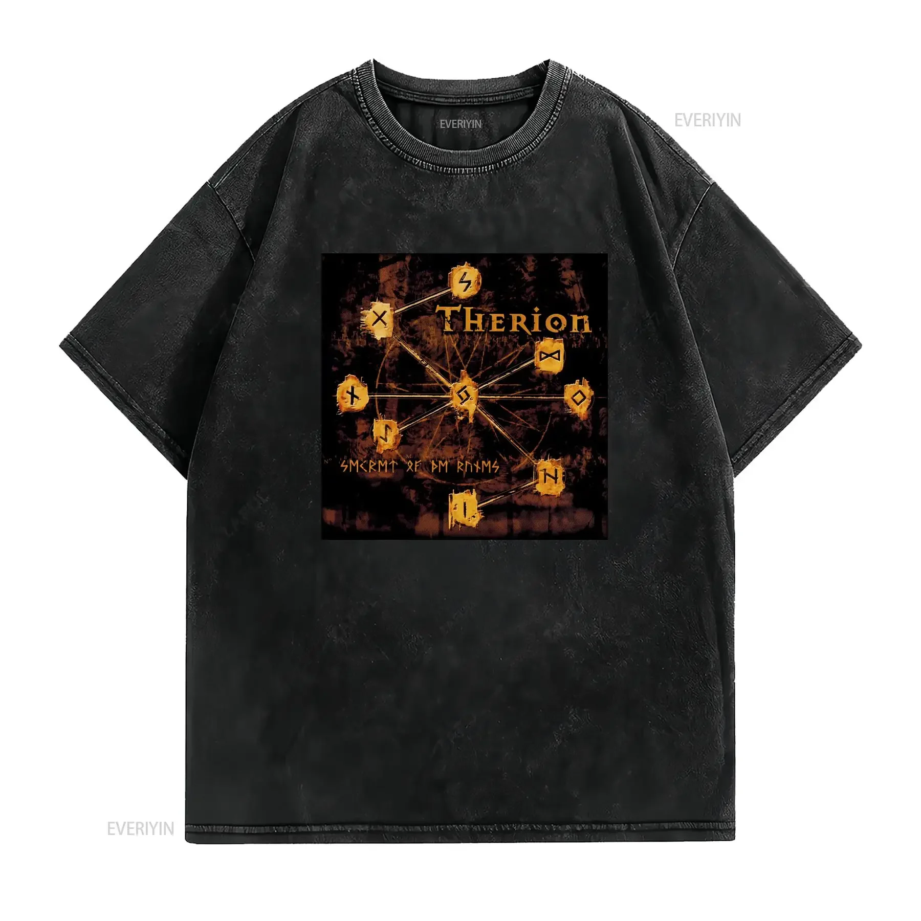 Camiseta Therion Guía de Estilo Metal Suecia Reseña vintage Washed Soft homme Casual Breathable graphic designer clothes