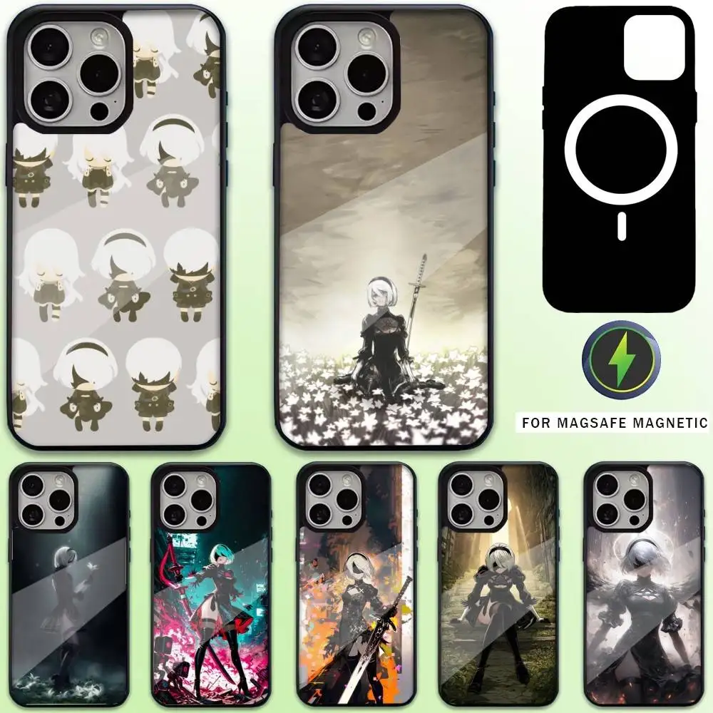 

N-Nier 2B A-Automata Phone Case For iPhone17,16,15,14,13,12,11 Plus,Pro Max Magnetic Magsafe Wireless Charging
