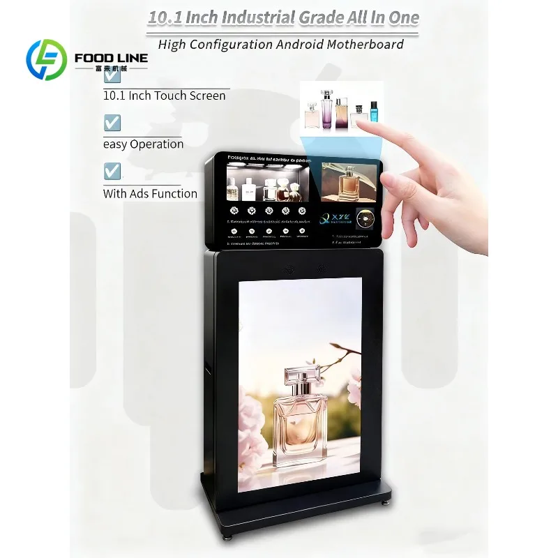 Customizable Floor Mounted Perfume Vending Machine Large Advertising Screen Self Service Fragrance Sprayer Vending Kiosk