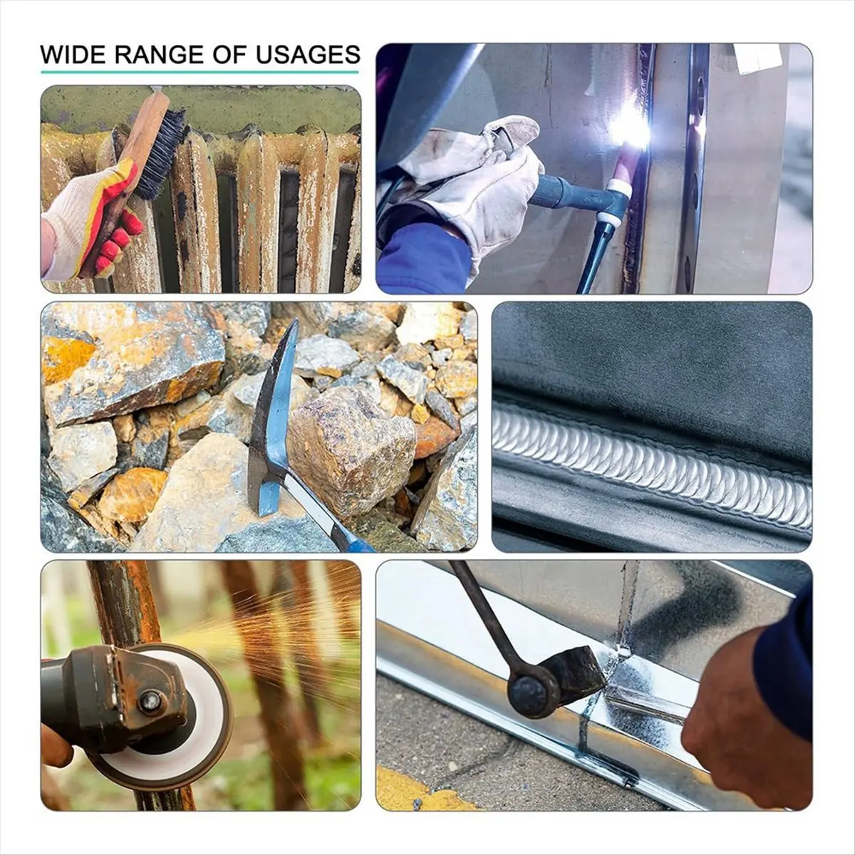 【Like】  Welding Chipping Hammer 11.3inch Slag Hammer with Coil Spring Handle 9.8inch Welding Steel Wire Brush