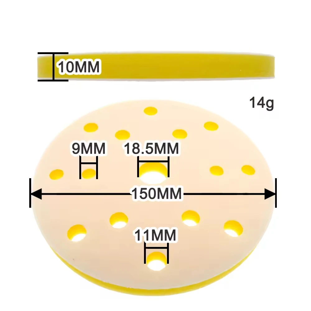 Schnittstellenpad, 6 Zoll, 15 Löcher, Klettverschluss, weiche Schwammkissen-Pufferpolster für Schleifscheibe, 150 mm Schleifpads