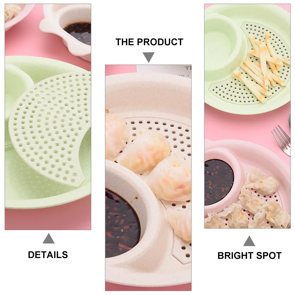 

3Pcs PP Material Dumpling Plate with Sauce Dish Multi-Grid Dipping Dish for Family Gatherings Restaurants Appetizer Plates
