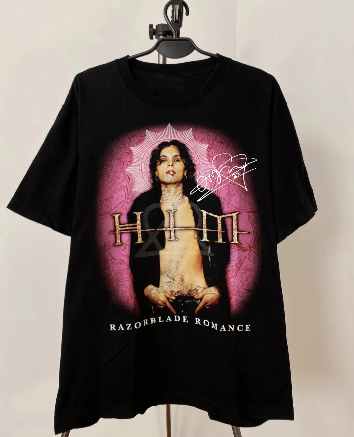 Vtg Ville Valo Razorblade Romance Cotton Black Full Size Unisex Shirt A159 long sleeves