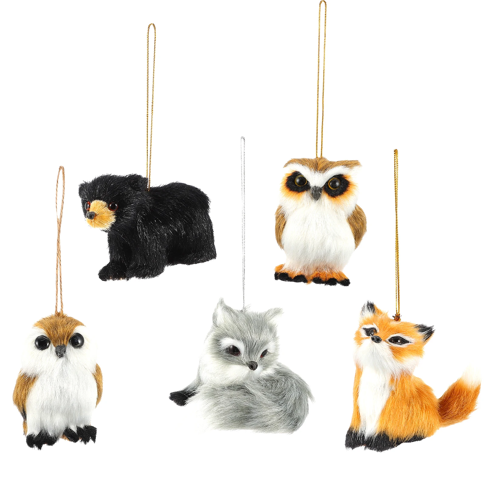 

5Pcs Plush Animal Pendant Lovely Xmas Hanging Decor Home Pendant Mixed Color