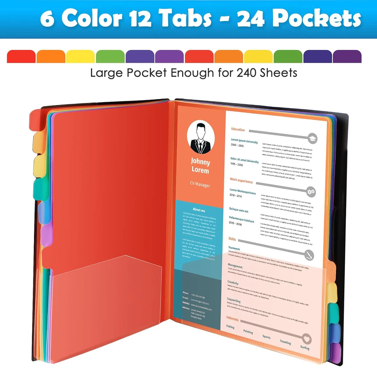 Color Tab A4 File Folders with Monthly Dividers - Durable Organizer, Coded Calendar System, Black Sturdy Cover