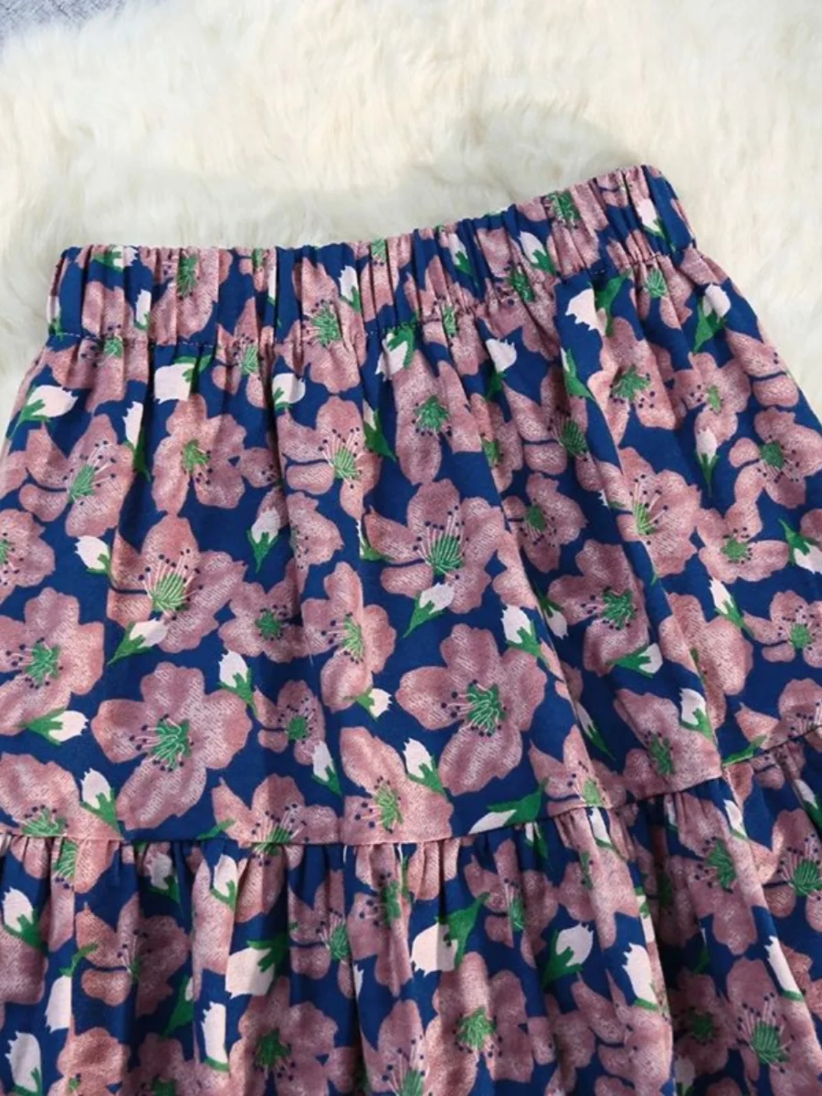 Casual bloemen A-lijn rok voor dames Hoge taille Street Sle Midi rok Bloemenprint Gored rok Zomercollectie