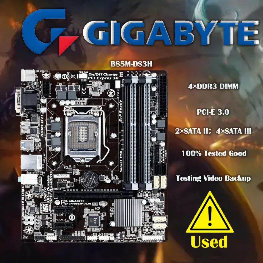 

GIGABYTE GA-B85M-DS3H Socket LGA1150 DDR3 For Intel B85 B85M Original Desktop Motherboard