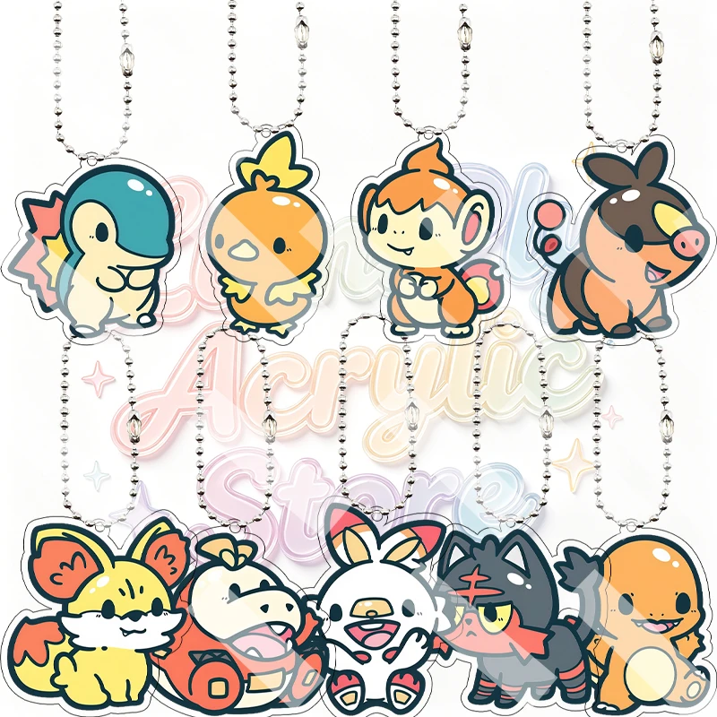 Pocket Monsters Character Treecko Chimchar Scorbunny Litten Charmander Acrylic Keychain Peripheral Cute Bag Pendant Decoration