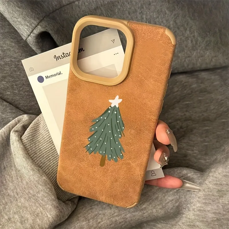 Funda de teléfono de piel sintética con árbol de Navidad para iPhone 17 16 15 14 Pro Max 13 12 11 XS X XR 16PRO 16Plus 17Air, funda suave a prueba de golpes