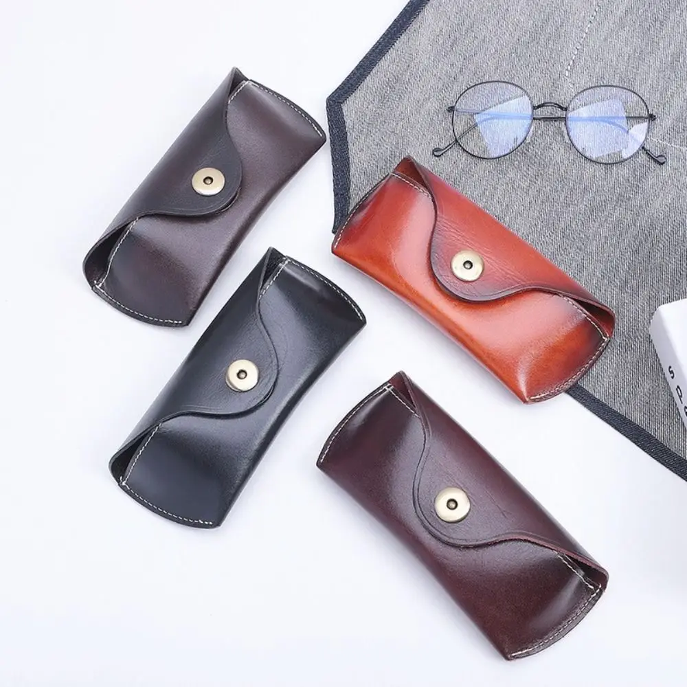High Quality Eyeglass Handmade Genuine Leather Eye Glasses Bag Glasses Case Protector Case