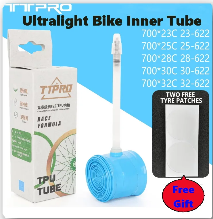 

TTPRO Ultralight Bike Inner Tube 32g 700X23/25/28/32c Road Bicycle Pink Blue TPU Material Tire 45/65/85mm Length French Valve