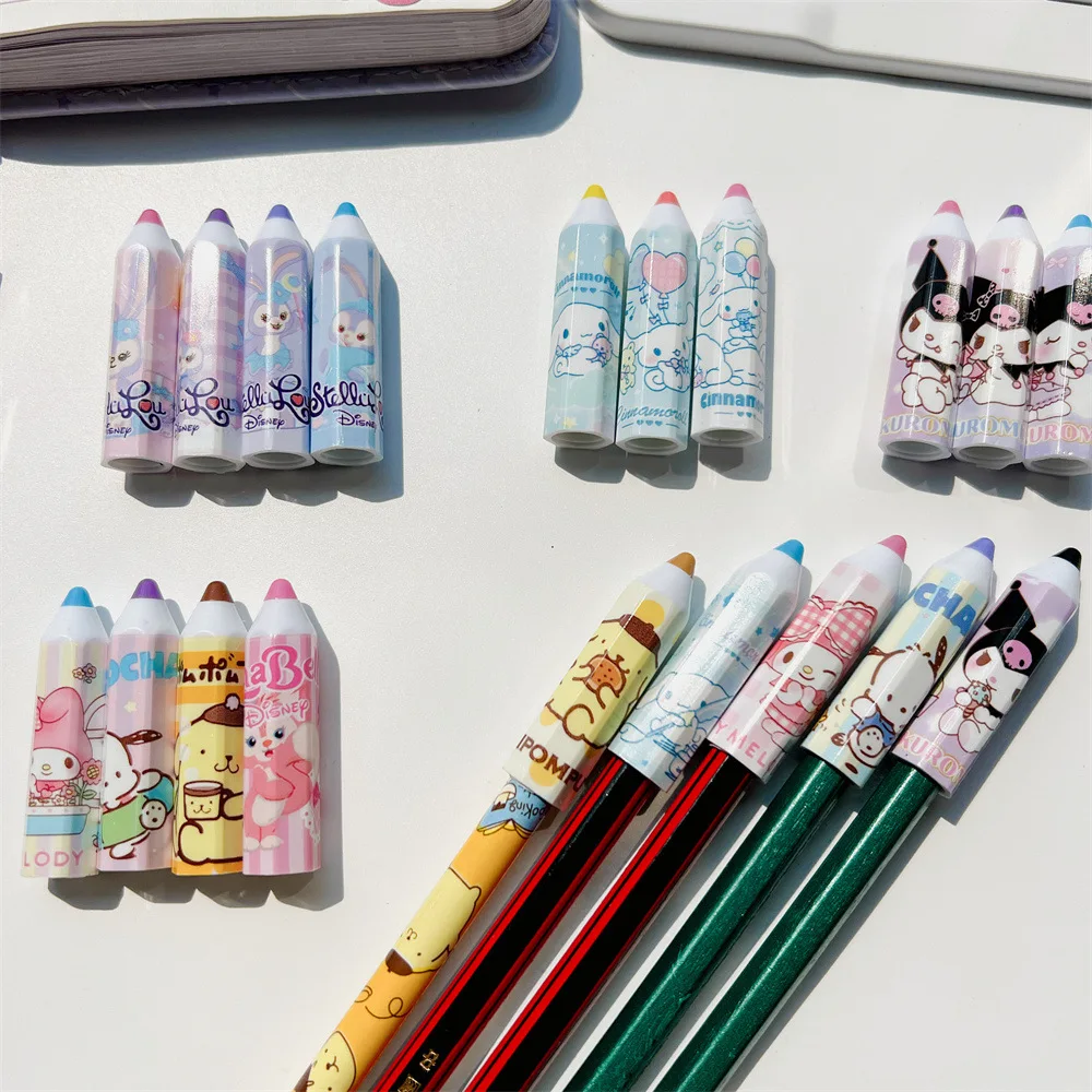 4pcs Pencil Cap Protector Elementary Cinnamoroll Pochacco Student Pen Cap Extender Simple Anti-Poke Pencil Cover Pencil Grip