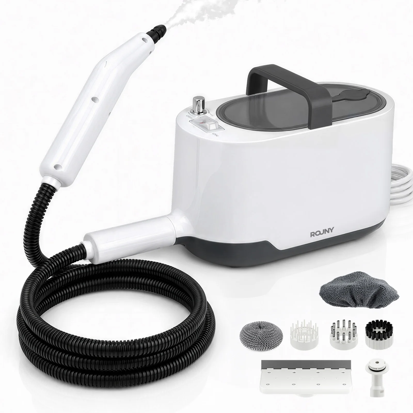 ROUNY 1200W Stoomreiniger, 1L Handheld hogedrukstoomreiniger met snelle 15s opwarming en 3,5 bar stoom voor het reinigen van meerdere oppervlakken in huis