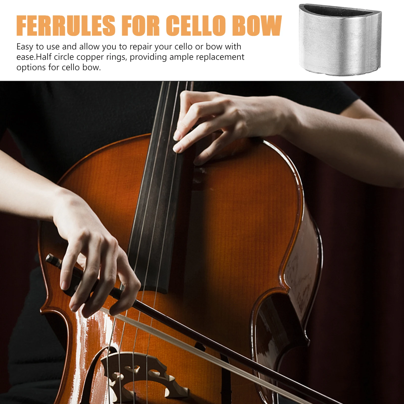 

3 Pcs Cello Bow Ferrule Copper Replacement Parts for Violin DIY Repair Accessories Professional Supply Musical Instrument