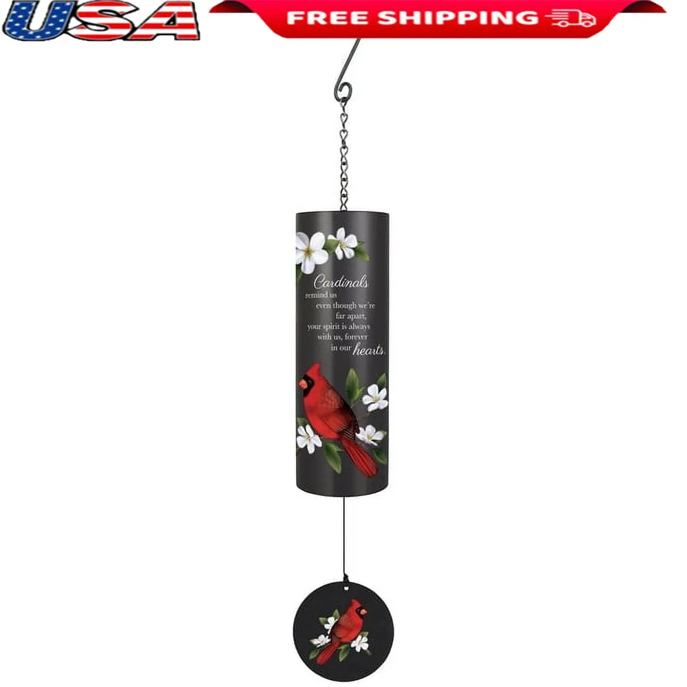

Cardinals Cylinder Sonnet Wind Chime Adjustable Striker Powder Coated Steel Decorative Memorial Gift Home Garden Outdoor