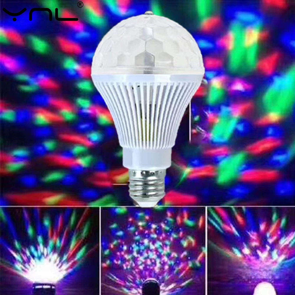 

6W E27 Auto Rotating RGB LED Stage Light Bulb DJ Lights Crystal Magic Disco Ball For Party Holiday Club KTV Bar Decoration Lamps