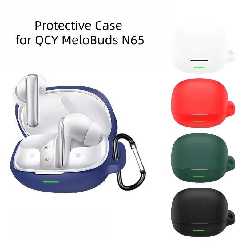 Soft Silicone Protective Case For QCY MeloBuds N65 Shockproof Anti-Drop Wireless Earbuds Cover Portable Headset Shell With Hook view 2